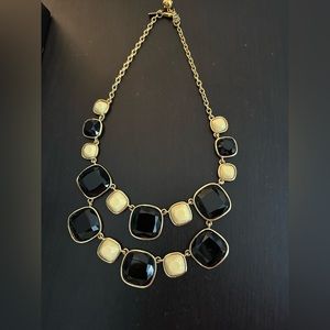 Kate Spade Black & Ivory Gold trim Statement Necklace